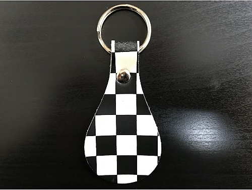 Chequered - Real Leather Key Fob - Pear Drop